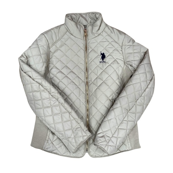 U.S. Polo Assn. Jackets & Blazers - NWT U.S. Polo Assn. Beige Tan Quilted Jacket Puffer Coat Women’s Small